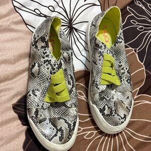 Sugar Snakeskin Slip-On Sneakers with Lime Accents
